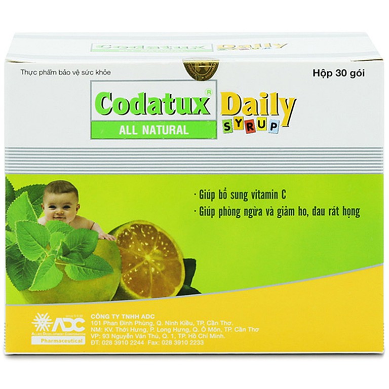 Siro Codatux Daily ADC bổ sung vitamin C, ngừa và giảm ho, đau rát họng (30 gói)