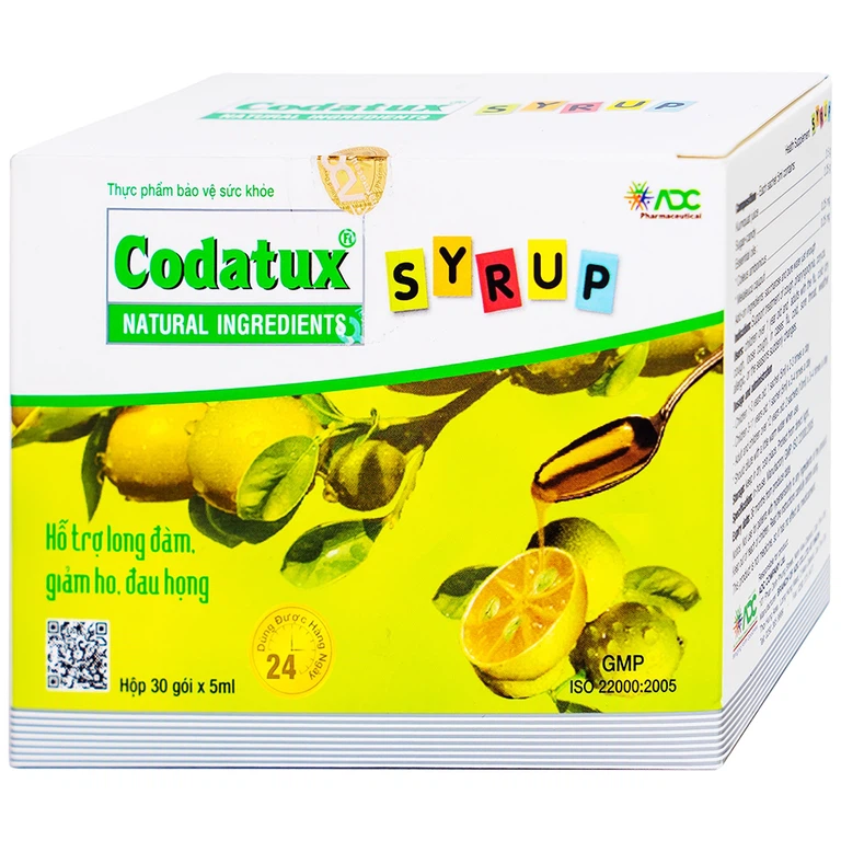Siro Codatux Syrup ADC hỗ trợ long đờm, giảm ho, đau họng (30 gói x 5ml)