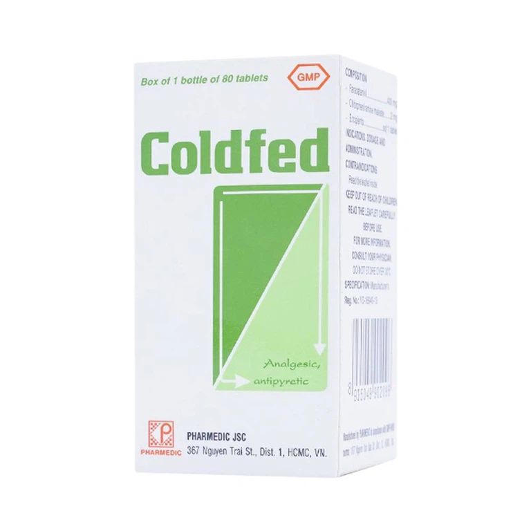 Thuốc Coldfed điều trị triệu chứng cảm, sốt, nhức đầu, sổ mũi, đau khớp, đau cơ (80 viên)