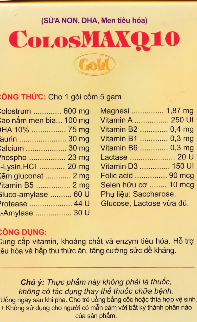 Cốm ColosMAX Q10 Gold QD-Meliphar bổ sung sữa non và vi chất dinh dưỡng cho trẻ nhỏ (20 gói) 