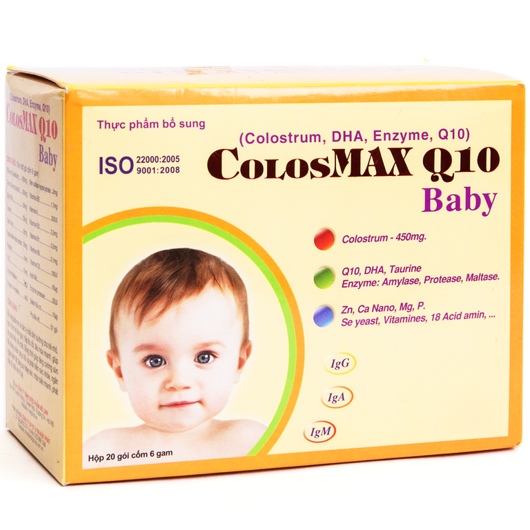 Cốm ColosMAX Q10 Baby QD-Meliphar bổ sung sữa non và vi chất dinh dưỡng cho trẻ nhỏ (20 gói)