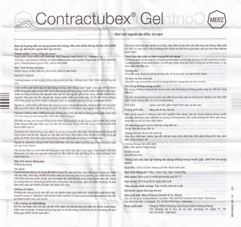 Gel Contractubex Merz điều trị sẹo lồi, sẹo phì đại (10g)