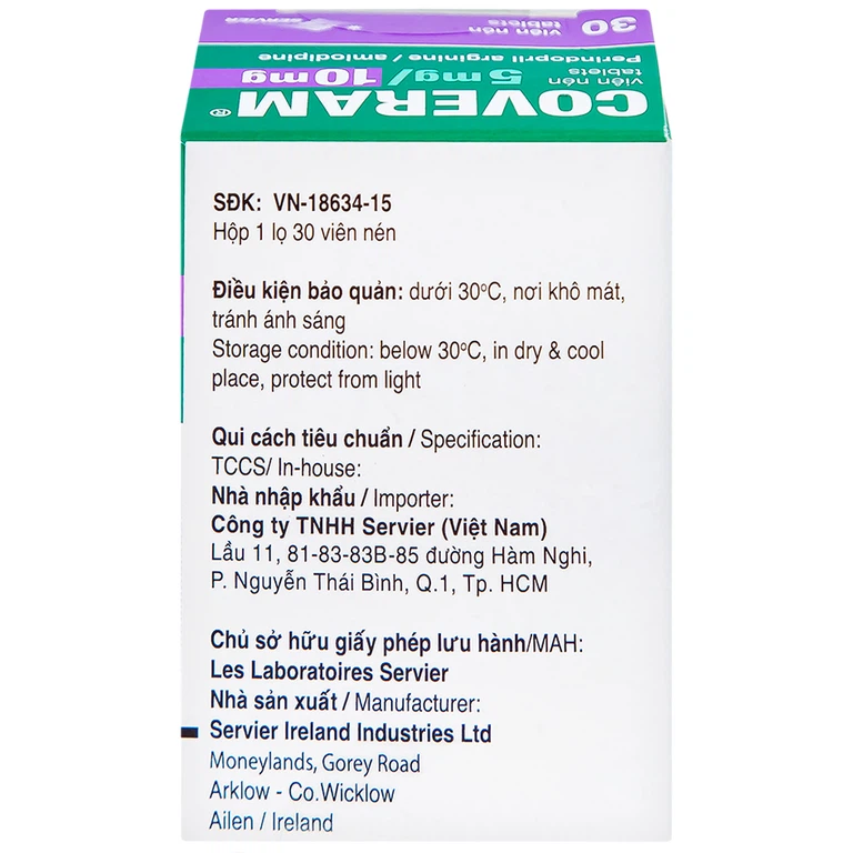 Thuốc Coveram 5mg/10mg Servier điều trị tăng huyết áp (30 viên)