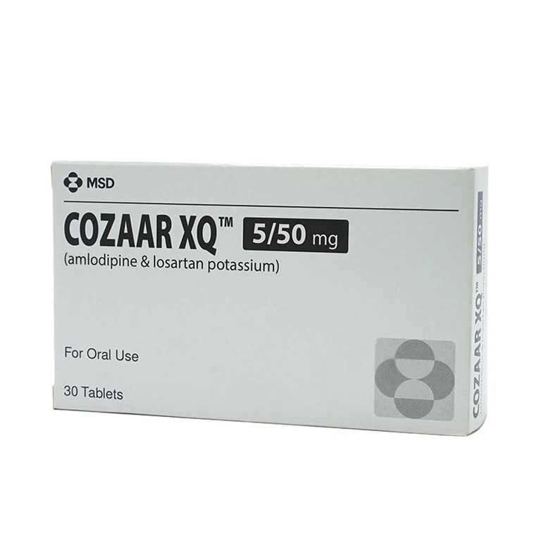 Thuốc Cozaar XQ 5/50mg MSD điều trị cao huyết áp vô căn (3 vỉ x 10 viên)