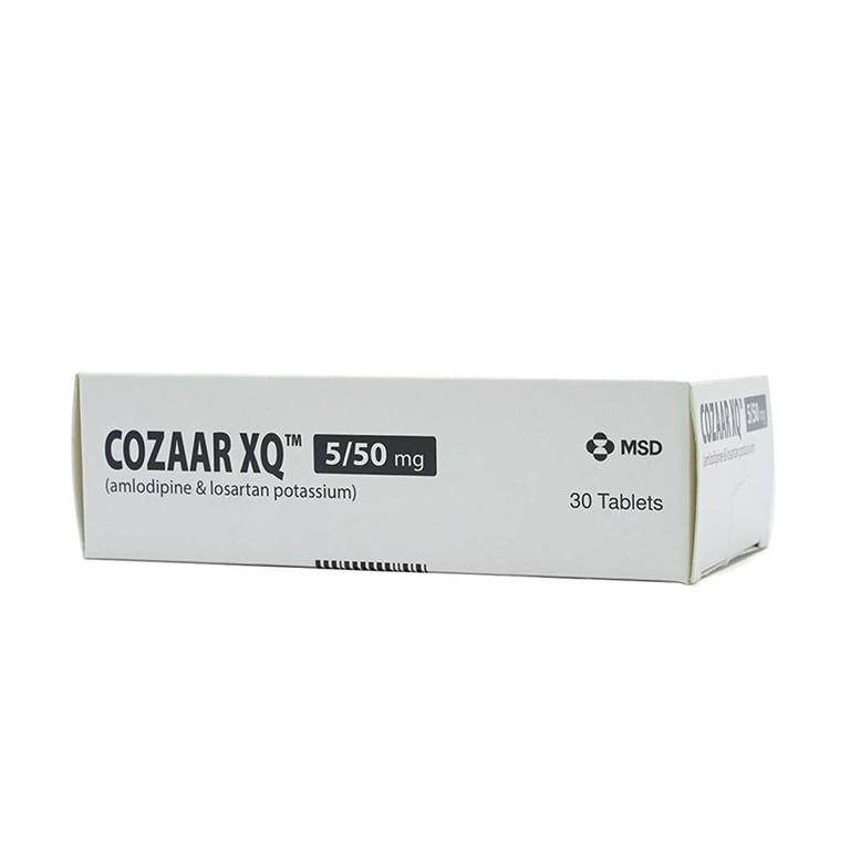 Thuốc Cozaar XQ 5/50mg MSD điều trị cao huyết áp vô căn (3 vỉ x 10 viên)