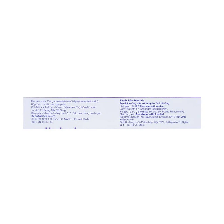 Thuốc Crestor 20mg AstraZeneca điều trị tăng cholesterol máu nguyên phát (2 vỉ x 14 viên)
