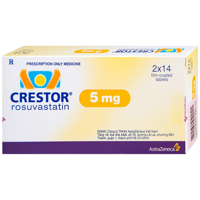 Thuốc Crestor 5mg AstraZeneca điều trị tăng cholesterol máu nguyên phát (2 vỉ x 14 viên)