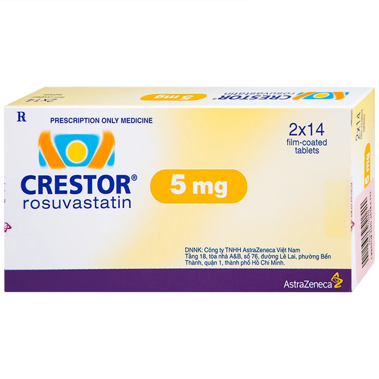 Thuốc Crestor 5mg AstraZeneca điều trị tăng cholesterol máu nguyên phát (2 vỉ x 14 viên)