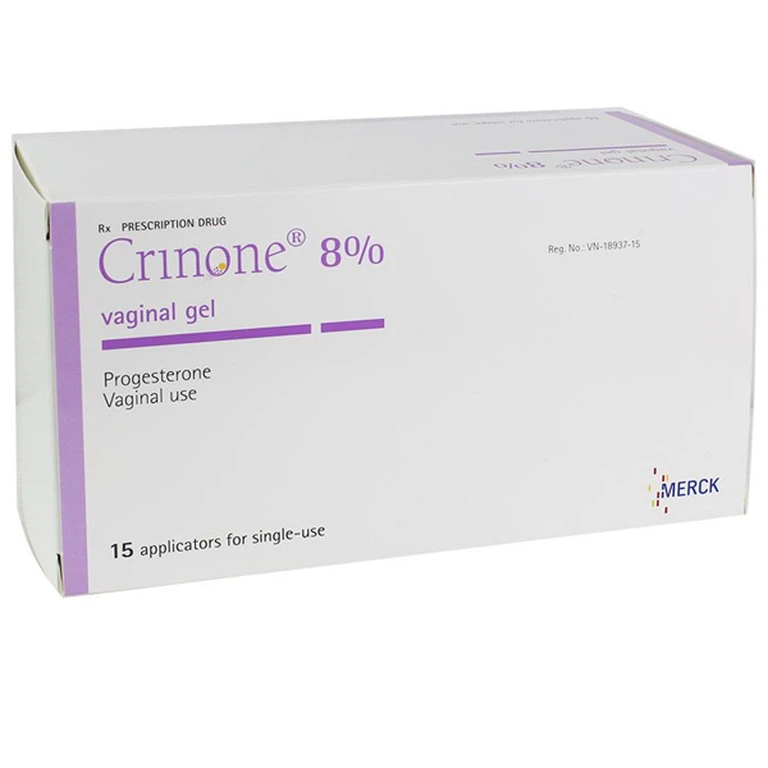 Gel Crinone 8% Merck điều trị các rối loạn liên quan đến sự thiếu hụt progesterone (15 ống)