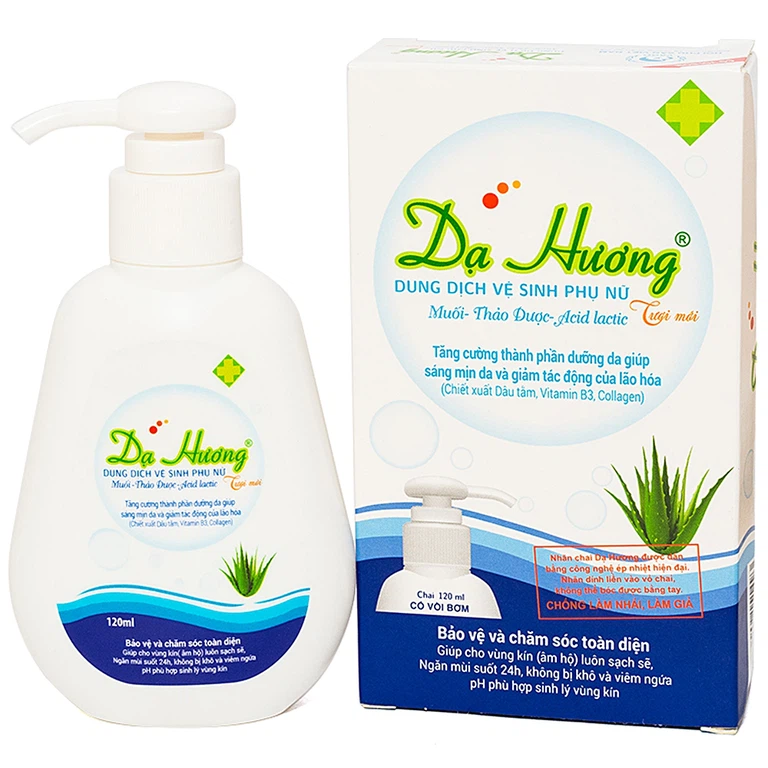 Dung dịch vệ sinh phụ nữ Dạ Hương Hoa Linh có vòi bơm, làm sạch vùng kín, ngăn mùi suốt 24h (120ml)