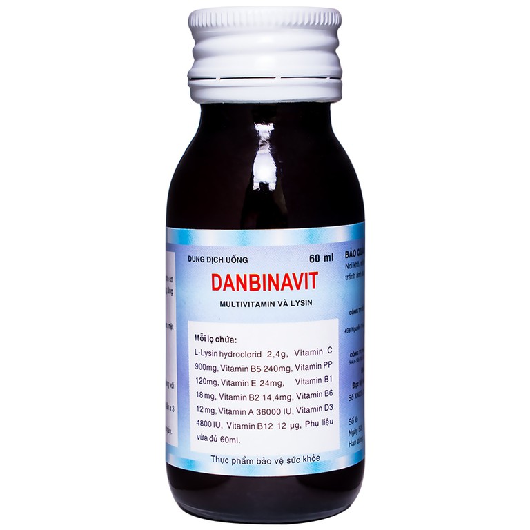 Dung dịch uống Danbinavit Bidiphar bổ sung vitamin và khoáng chất cho cơ thể (60ml)
