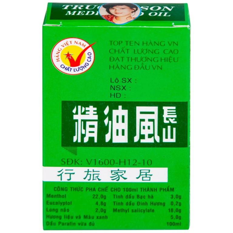 Dầu gió Trường Sơn điều trị cảm, ho, sổ mũi, nhứt đầu, say nắng (6ml)