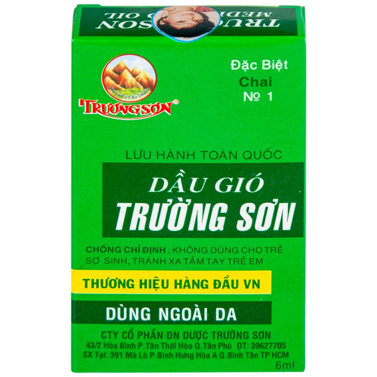 Dầu gió Trường Sơn điều trị cảm, ho, sổ mũi, nhứt đầu, say nắng (6ml)