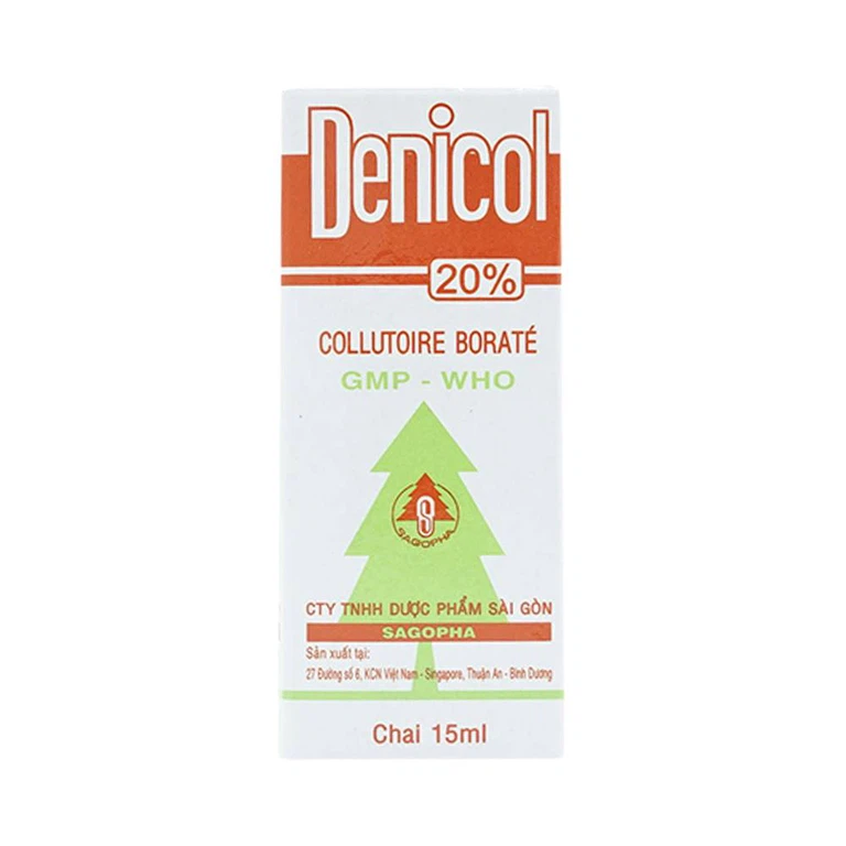 Dung dịch rơ miệng Denicol 20% Sagopha điều trị tưa lưỡi, lở miệng, sưng lợi (15ml)