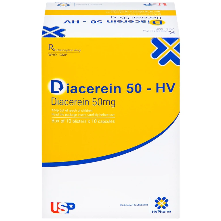 Thuốc Diacerein 50 - HV USP điều trị các bệnh thoái hóa khớp (10 vỉ x 10 viên)