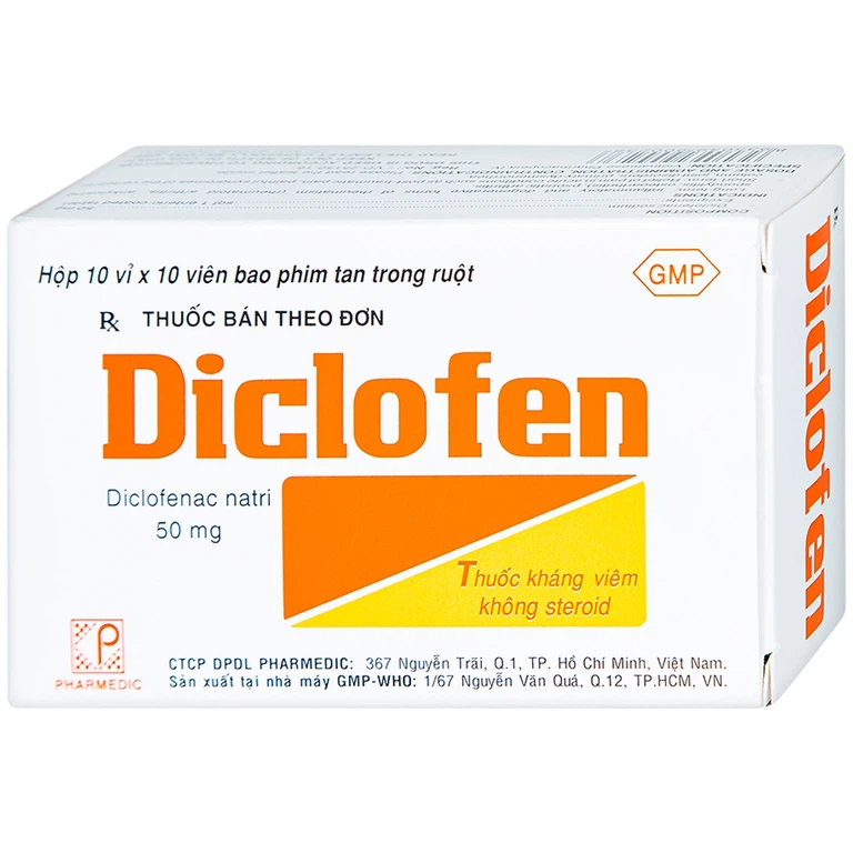 Thuốc Diclofen Pharmedic điều trị viêm thấp khớp mãn tính (10 vỉ x 10 viên)