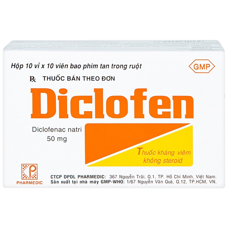 Thuốc Diclofen Pharmedic điều trị viêm thấp khớp mãn tính (10 vỉ x 10 viên)