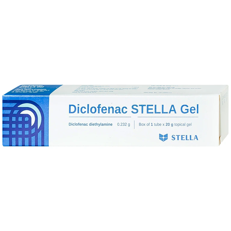 Gel Diclofenac Stella (20g) giảm triệu chứng đau và viêm trong trường hợp bong gân, trật khớp, vết bầm
