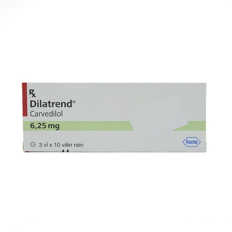 Thuốc Dilatrend 6.25mg Roche điều trị tăng huyết áp, bệnh mạch vành, suy tim mạn (3 vỉ x 10 viên)