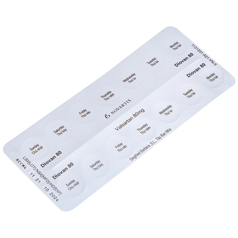 Thuốc Diovan 80 Novartis điều trị bệnh tăng huyết áp, suy tim (2 vỉ x 14 viên)