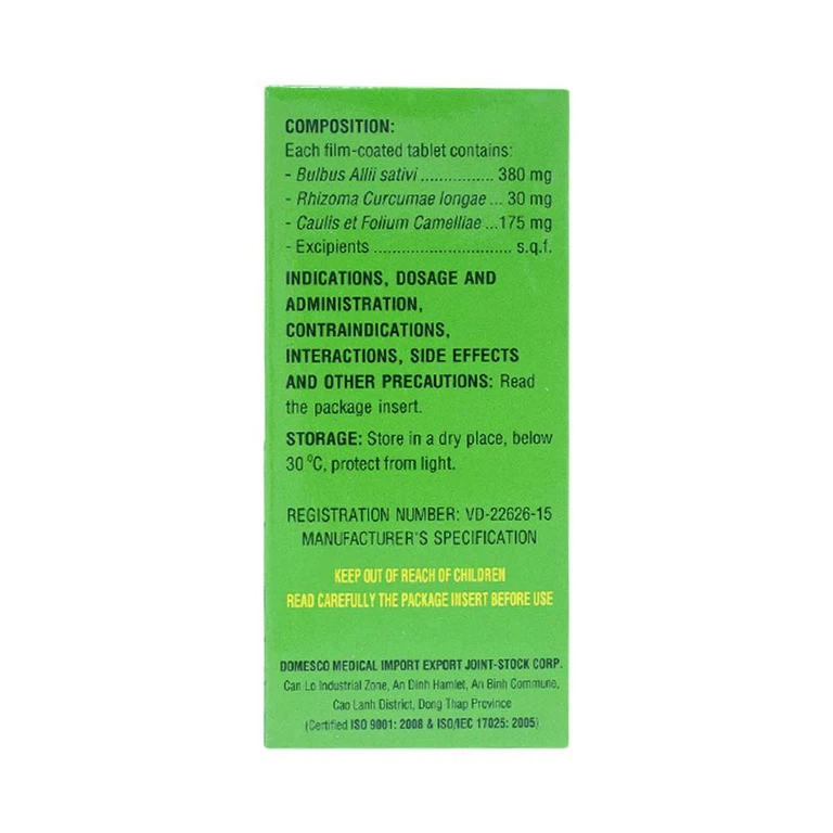 Thuốc Dogarlic Trà Xanh Domesco hạ cholesterol, điều hòa triglyceride (100 viên)