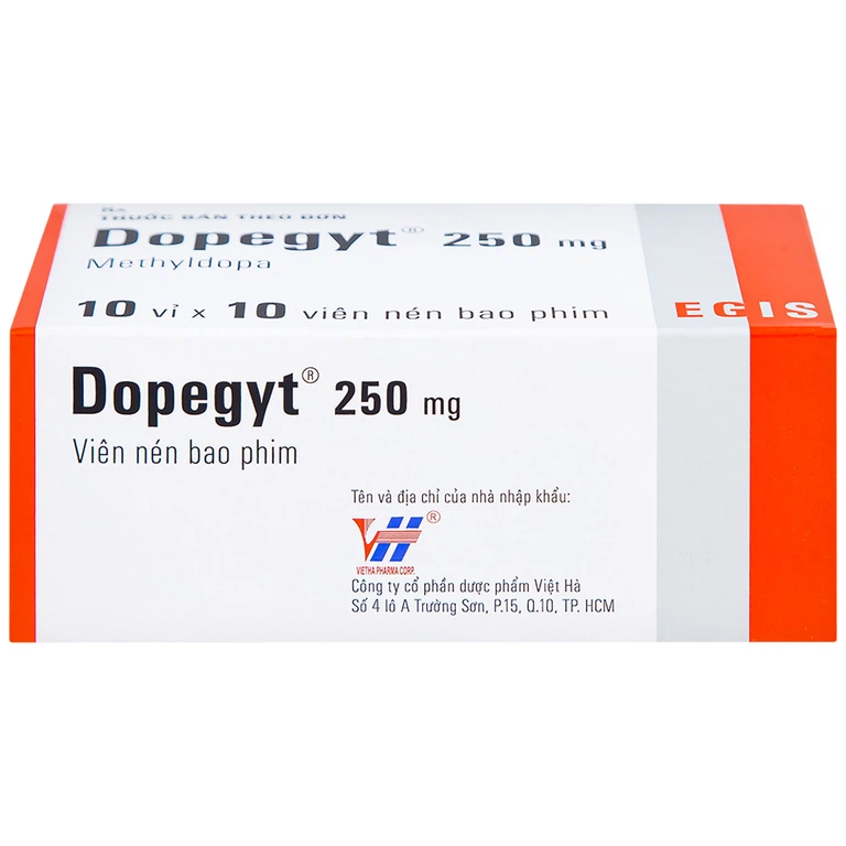 Thuốc Dopegyt 250mg Egis Pharma điều trị tăng huyết áp (10 vỉ x 10 viên)