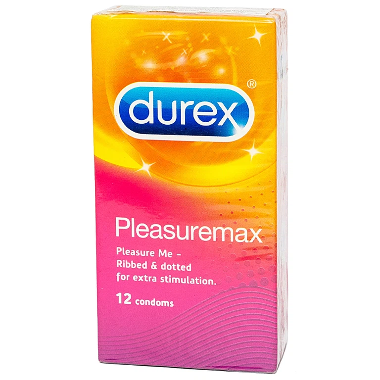 Bao cao su Durex Pleasuremax có gân và hạt nổi dọc thân bao (12 cái)