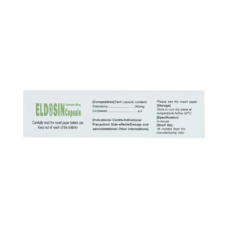 Thuốc Eldosin Capsule Arlico loãng đờm trong bệnh hô hấp cấp và mạn tính (3 vỉ x 10 viên)