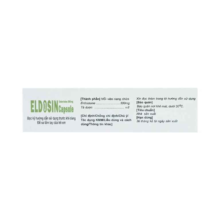 Thuốc Eldosin Capsule Arlico loãng đờm trong bệnh hô hấp cấp và mạn tính (3 vỉ x 10 viên)