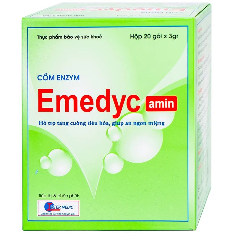 Cốm Enzym Emedyc Amin HDPharma hỗ trợ tăng cường tiêu hóa, ăn ngon miệng (20 gói x 3g)