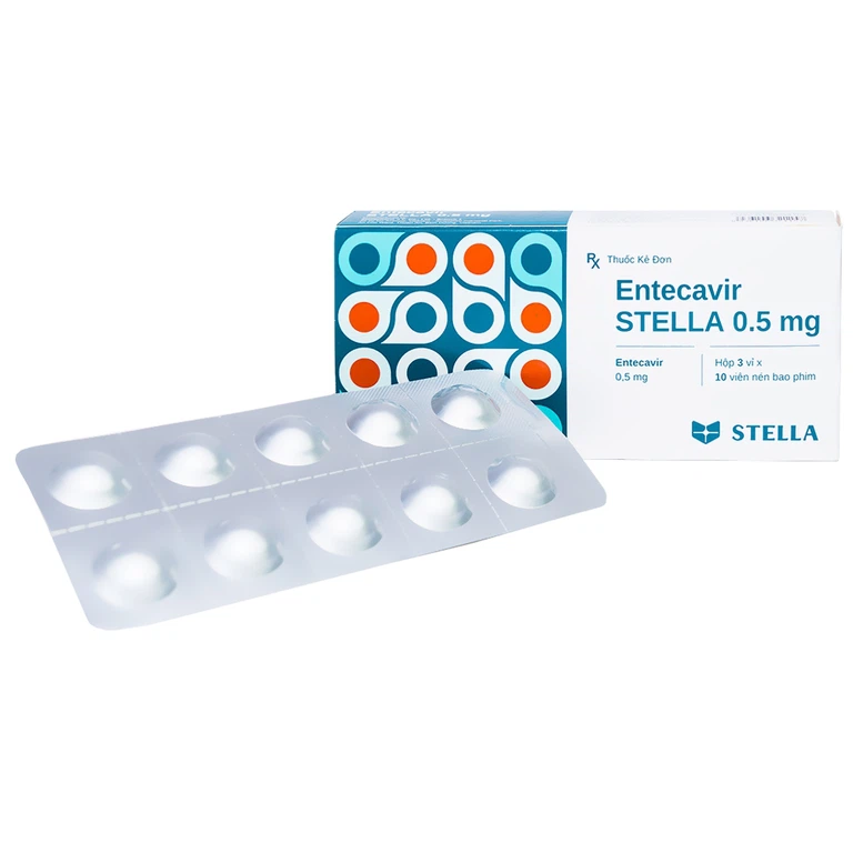 Thuốc Entecavir Stella 0.5mg điều trị viêm gan B mạn tính (3 vỉ x 10 viên)