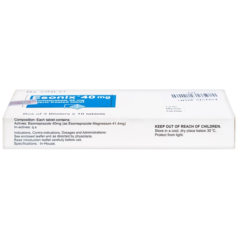 Thuốc Esonix 40mg Incepta điều trị trào ngược thực quản (3 vỉ x 10 viên)