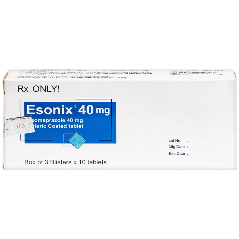 Thuốc Esonix 40mg Incepta điều trị trào ngược thực quản (3 vỉ x 10 viên)