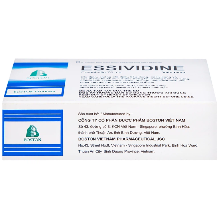 Thuốc Essividine Boston điều trị động kinh và giảm đau do thần kinh (4 vỉ x 14 viên)