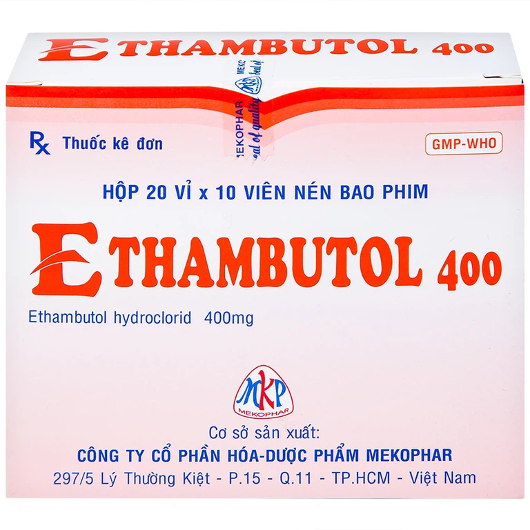 Thuốc Ethambutol 400 Mekophar điều trị lao mới và lao tái phát (20 vỉ x 10 viên)