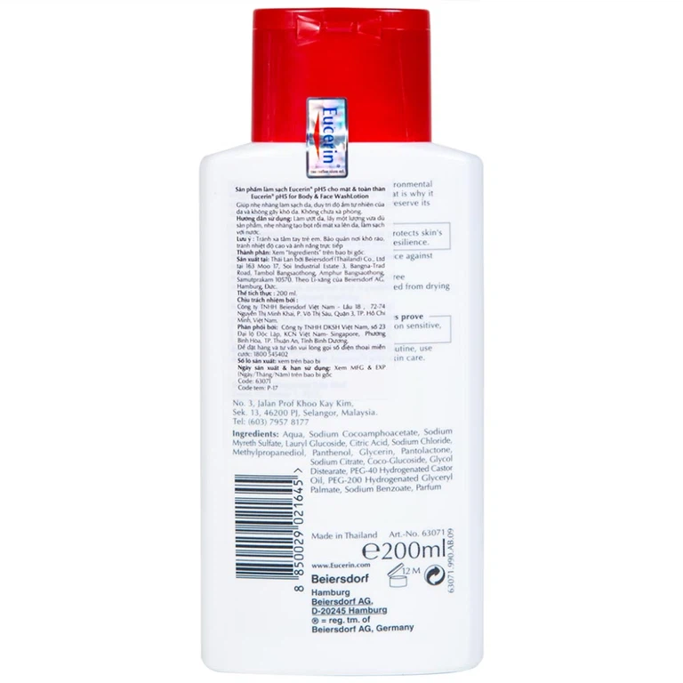 Sữa tắm Eucerin pH5 WashLotion Preserves Skin Resilience dành cho da nhạy cảm (200ml)