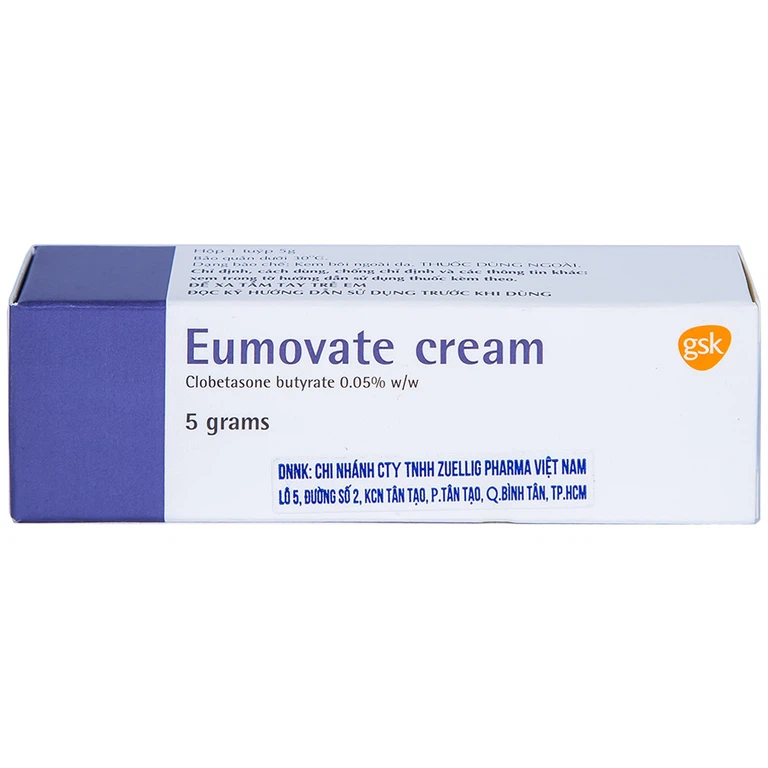 Kem Eumovate Cream GSK giảm các triệu chứng viêm và ngứa các bệnh về da (5g)