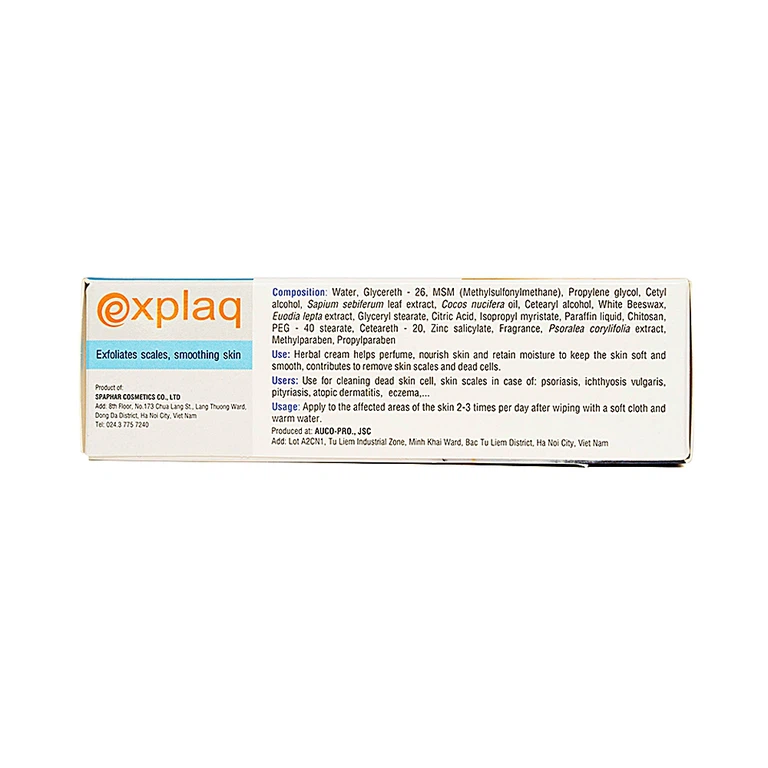 Kem dược liệu Explaq Spaphar tẩy sạch vảy, làm thơm, dưỡng da và duy trì độ ẩm cho da (35g)