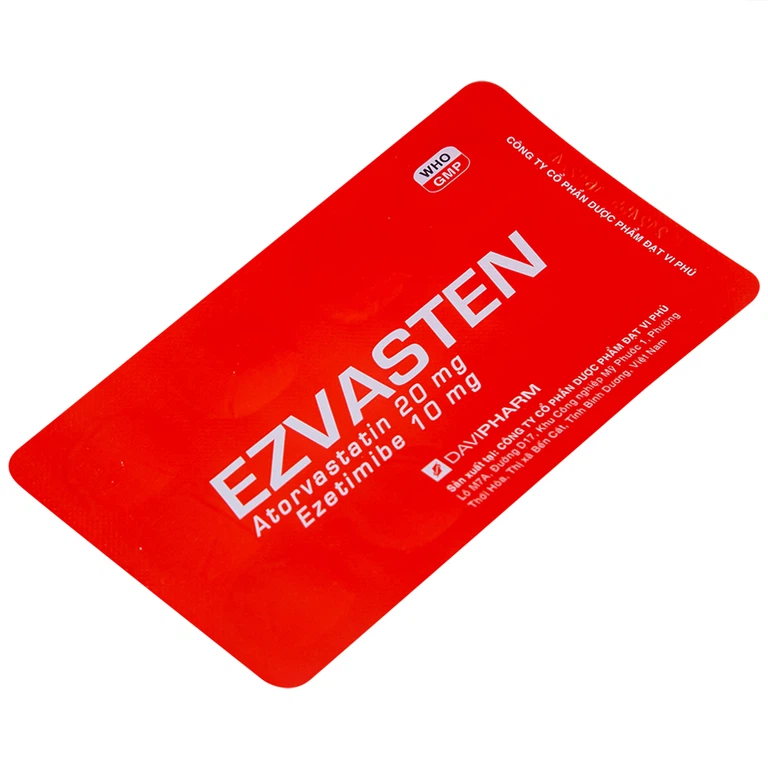 Thuốc Ezvasten Davipharm điều trị tăng cholesterol máu nguyên phát (4 vỉ x 7 viên)