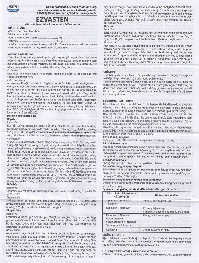 Thuốc Ezvasten Davipharm điều trị tăng cholesterol máu nguyên phát (4 vỉ x 7 viên)
