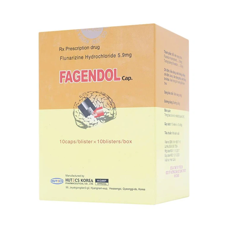Thuốc Fagendol 5mg Hutecs điều trị dự phòng chứng đau nửa đầu (10 vỉ x 10 viên)