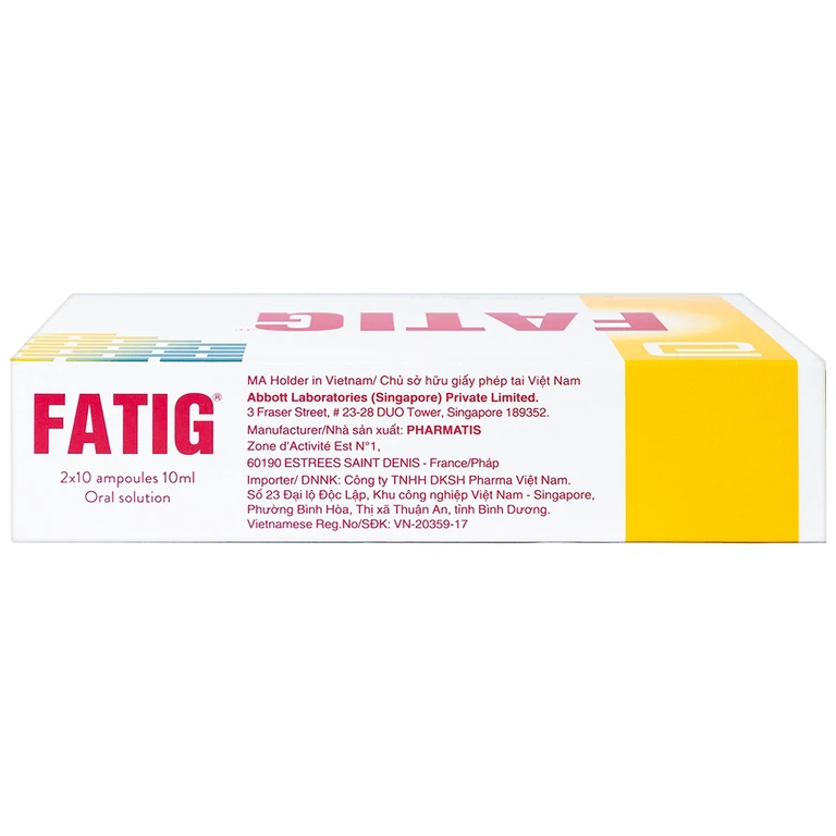 Dung dịch uống Fatig Abbott hỗ trợ điều trị suy nhược chức năng, bổ sung khoáng chất (2 vỉ x 10 ống)