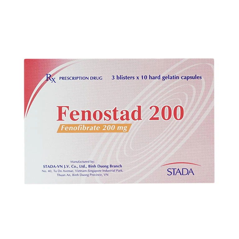 Thuốc Fenostad 200 Stada điều trị tăng triglycerid huyết nặng (3 vỉ x 10 viên)