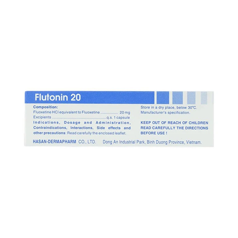 Thuốc Flutonin 20 Hasan điều trị bệnh trầm cảm (3 vỉ x 10 viên)