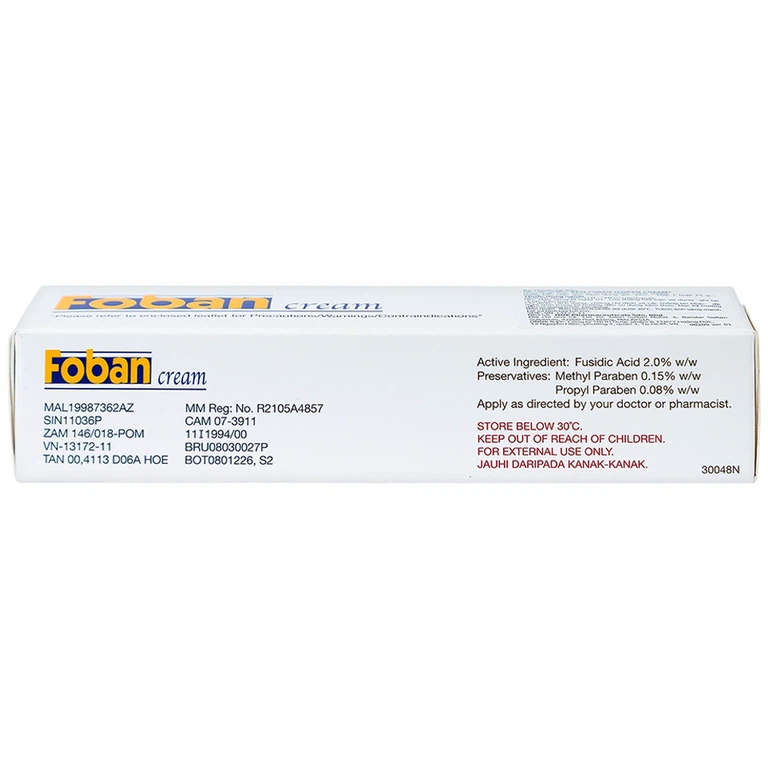 Kem Foban Cream điều trị tổn thương da do Staphylococcus, Streptococcus (15g)
