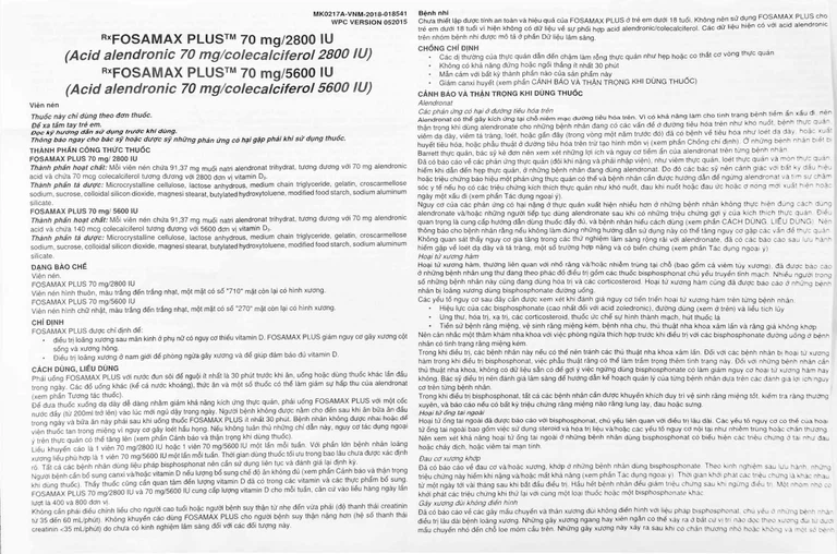 Thuốc Fosamax Plus 70mg/2800IU MSD điều trị loãng xương (1 vỉ x 4 viên)