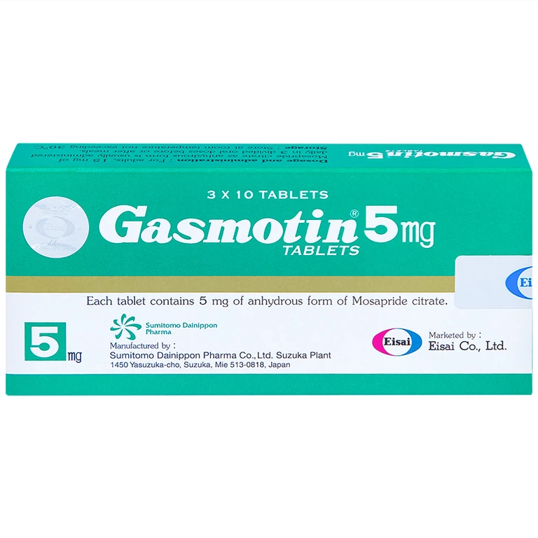 Thuốc Gasmotin 5mg Eisai điều trị viêm dạ dày mạn tính (3 vỉ x 10 viên)