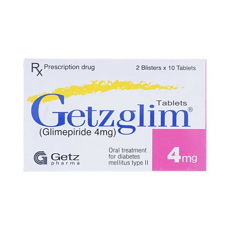 Thuốc Getzglim 4mg Getz hỗ trợ điều trị đái tháo đường tuýp 2 (2 vỉ x 10 viên)