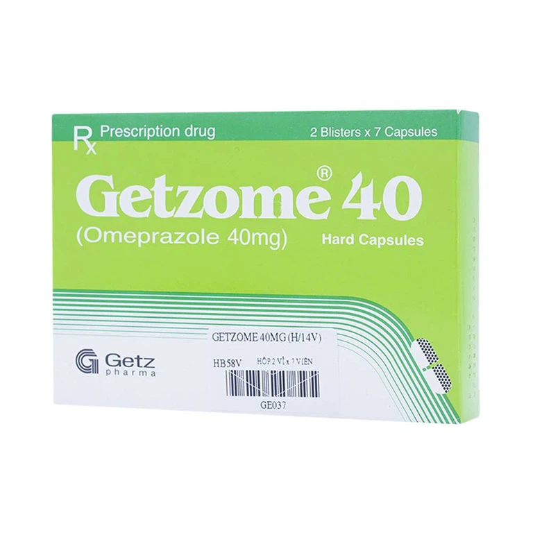 Thuốc Getzome 40 Getz điều trị loét dạ dày, tá tràng (2 vỉ x 7 viên)