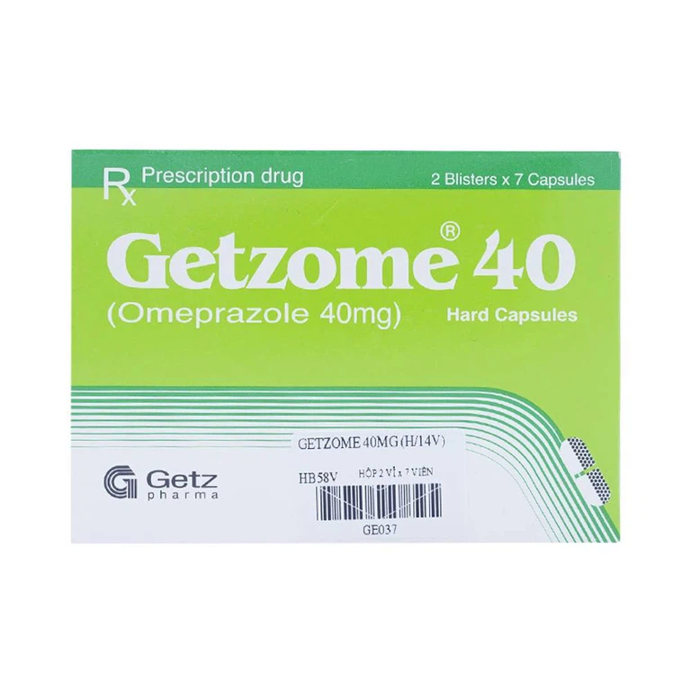 Thuốc Getzome 40 Getz điều trị loét dạ dày, tá tràng (2 vỉ x 7 viên)